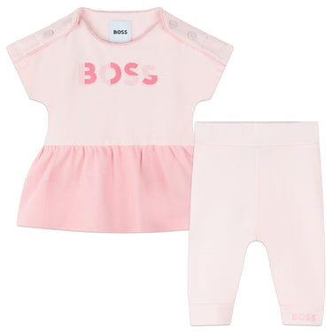 Set para bebe niña 2 piezas vestido y leggin rosa